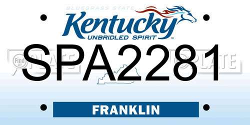 SPA2281 Kentucky License Plate