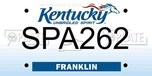 SPA262 Kentucky License Plate