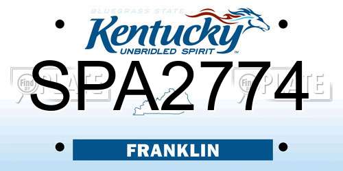 SPA2774 Kentucky License Plate