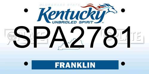 SPA2781 Kentucky License Plate