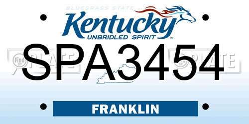 SPA3454 Kentucky License Plate