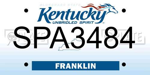 SPA3484 Kentucky License Plate