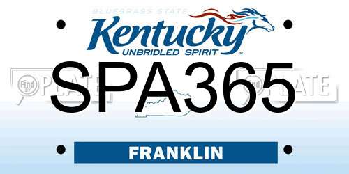 SPA365 Kentucky License Plate