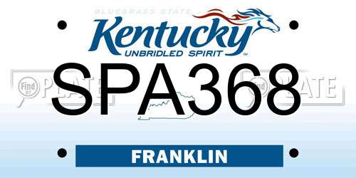 SPA368 Kentucky License Plate