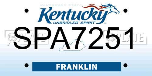 SPA7251 Kentucky License Plate
