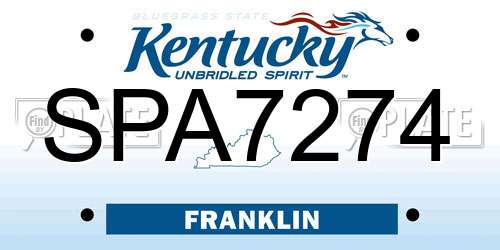 SPA7274 Kentucky License Plate