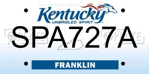 SPA727A Kentucky License Plate