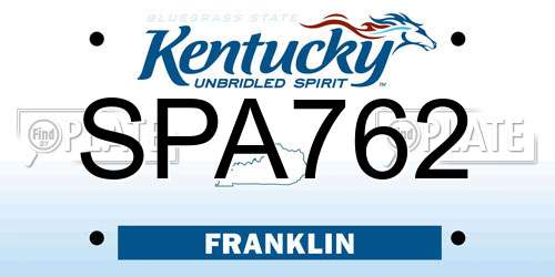 SPA762 Kentucky License Plate
