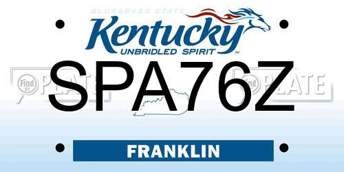 SPA76Z Kentucky License Plate