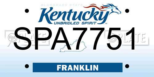 SPA7751 Kentucky License Plate