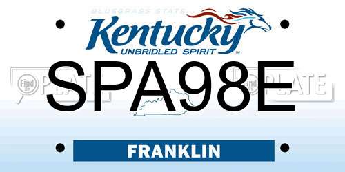 SPA98E Kentucky License Plate