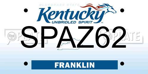 SPAZ62 Kentucky License Plate