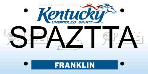 SPAZTTA Kentucky License Plate