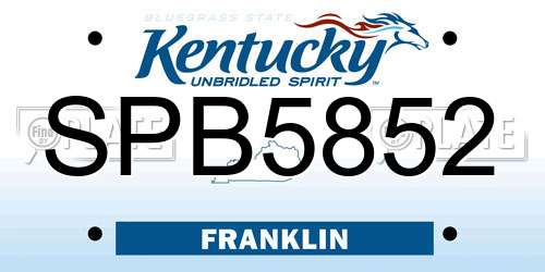 SPB5852 Kentucky License Plate