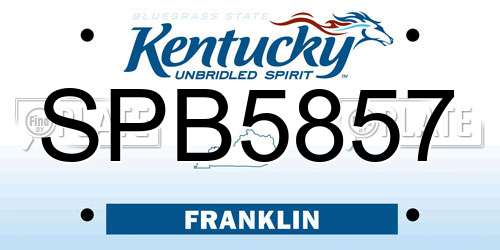 SPB5857 Kentucky License Plate
