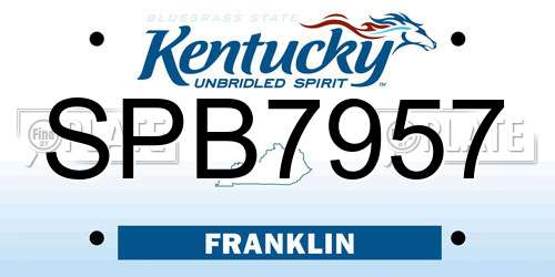 SPB7957 Kentucky License Plate