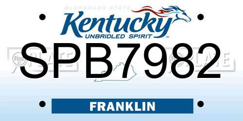 SPB7982 Kentucky License Plate