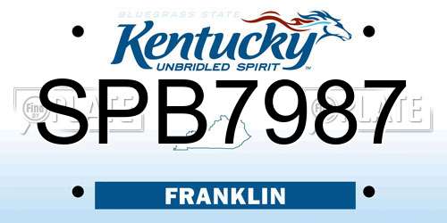 SPB7987 Kentucky License Plate