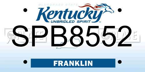 SPB8552 Kentucky License Plate