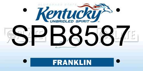SPB8587 Kentucky License Plate