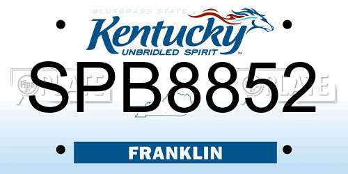 SPB8852 Kentucky License Plate