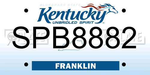 SPB8882 Kentucky License Plate