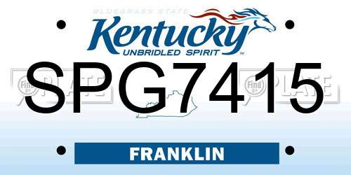 SPG7415 Kentucky License Plate