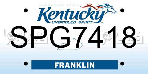 SPG7418 Kentucky License Plate