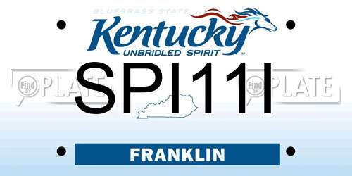 SPI11I Kentucky License Plate