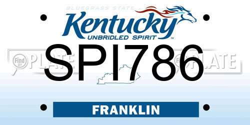 SPI786 Kentucky License Plate