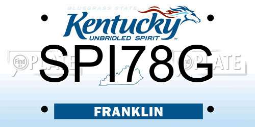SPI78G Kentucky License Plate