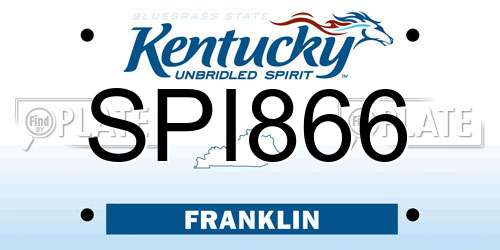 SPI866 Kentucky License Plate