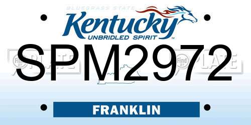 SPM2972 Kentucky License Plate
