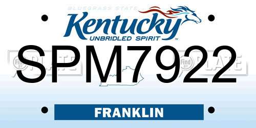 SPM7922 Kentucky License Plate