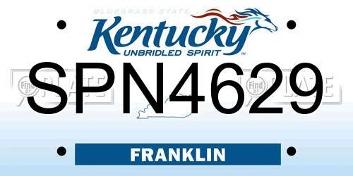 SPN4629 Kentucky License Plate