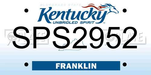 SPS2952 Kentucky License Plate