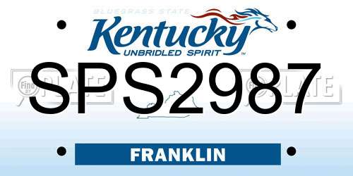 SPS2987 Kentucky License Plate