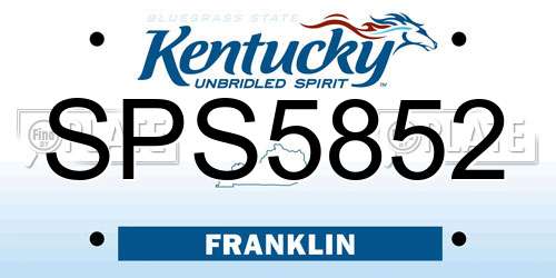 SPS5852 Kentucky License Plate