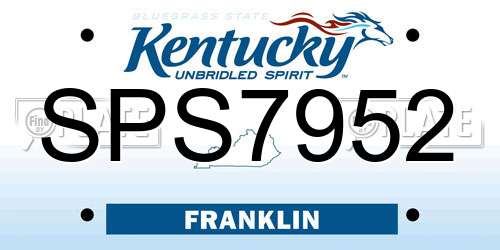SPS7952 Kentucky License Plate