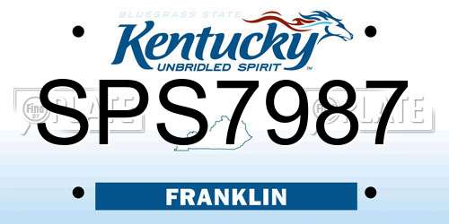 SPS7987 Kentucky License Plate