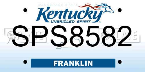 SPS8582 Kentucky License Plate