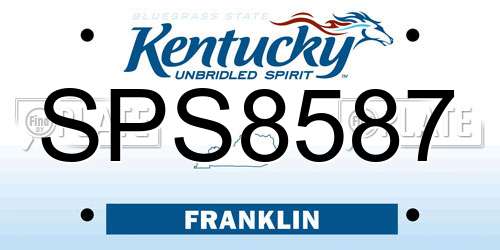 SPS8587 Kentucky License Plate
