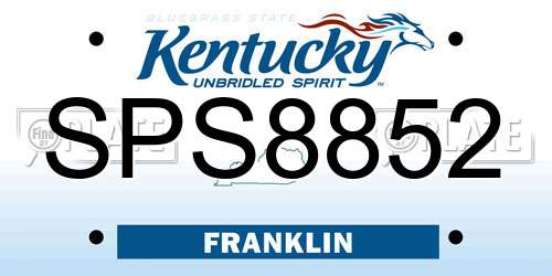 SPS8852 Kentucky License Plate