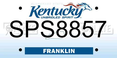 SPS8857 Kentucky License Plate
