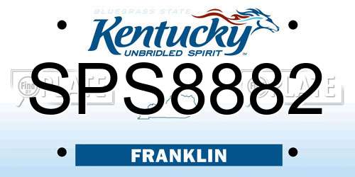 SPS8882 Kentucky License Plate