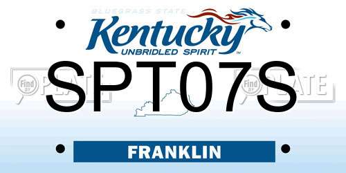 SPT07S Kentucky License Plate