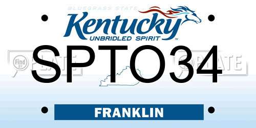SPTO34 Kentucky License Plate