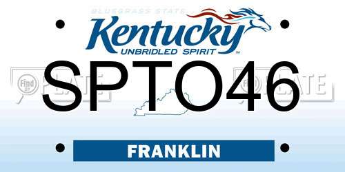 SPTO46 Kentucky License Plate