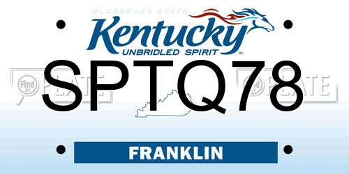 SPTQ78 Kentucky License Plate
