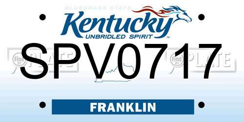 SPV0717 Kentucky License Plate